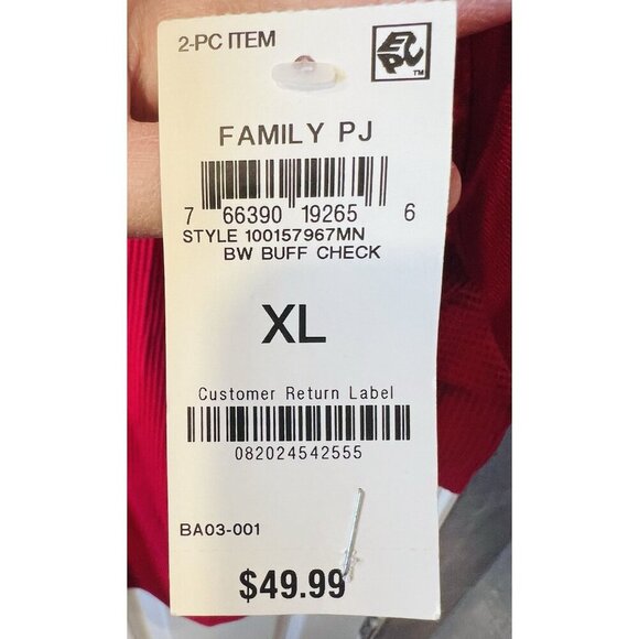 Family Pj’s Men’s Pajama Top Round Waffle Knit Size XL Red Long Sleeves NWT - Picture 4 of 6